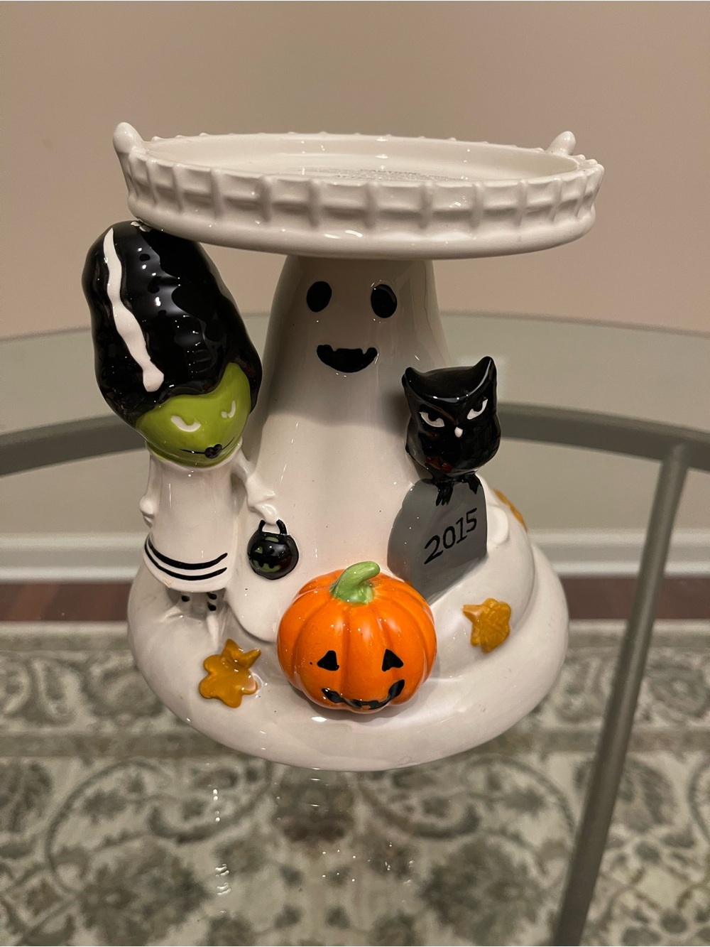 Bath & Body Works 2015 Halloween 3-wick candle holder owl ghost pumpkin 🎃